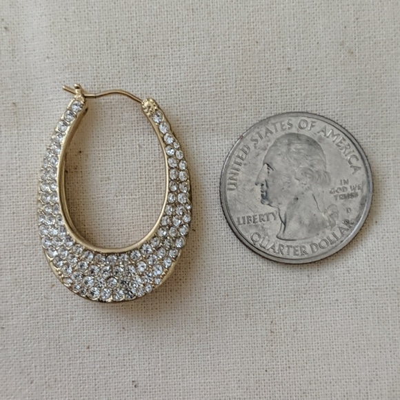 Gold Rhinestone Horseshoe Hoops - Picture 4 of 4